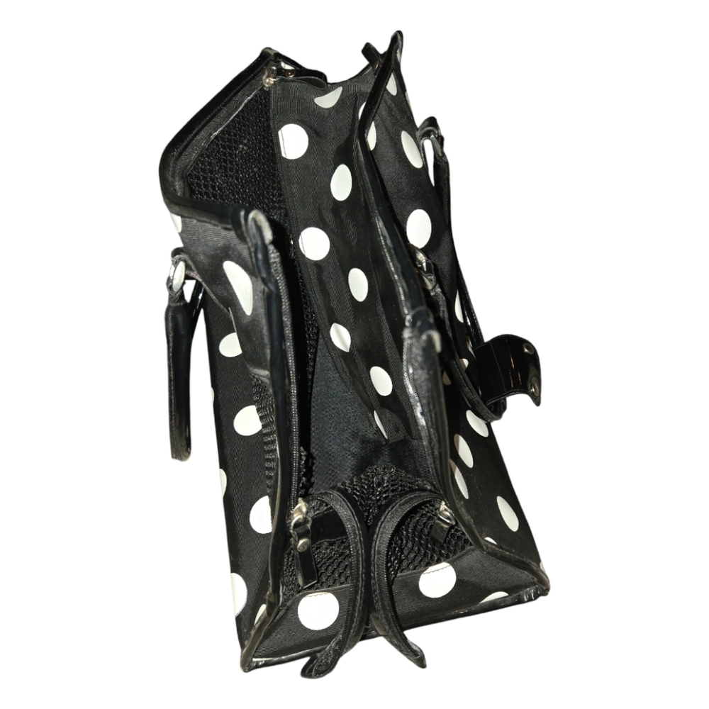 Small Dog Pet Carrier Polka Dot Black and White - Picture 4 of 7